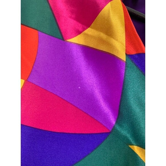 BOGO Monaliza Satin Jacket Vintage Reversible Purple Multi Geo Full Zip Pocket L - Picture 11 of 16